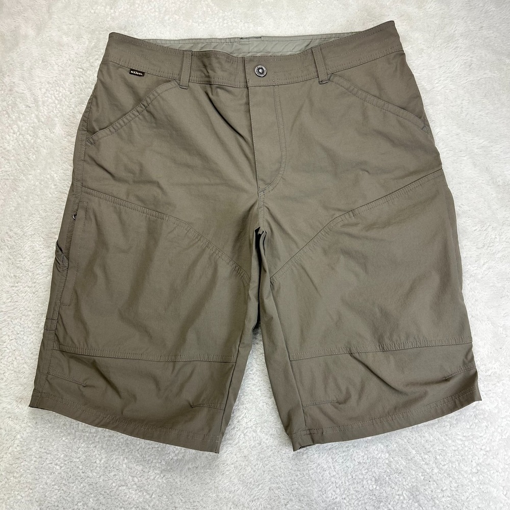 Kuhl Renegade Shorts Mens 35 Khaki 2-Way Stretch UPF 50+ Water-Resistant Hiking
